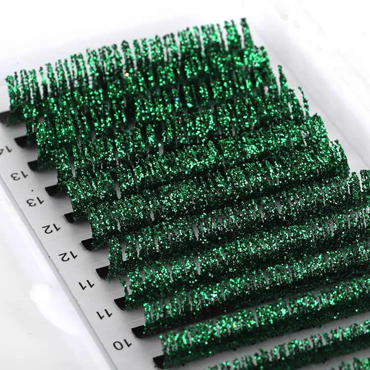 Grønn glitter øyenvippeforlengelse